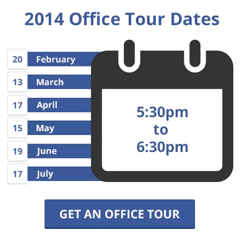 calendar graphic with dates and times for office tours